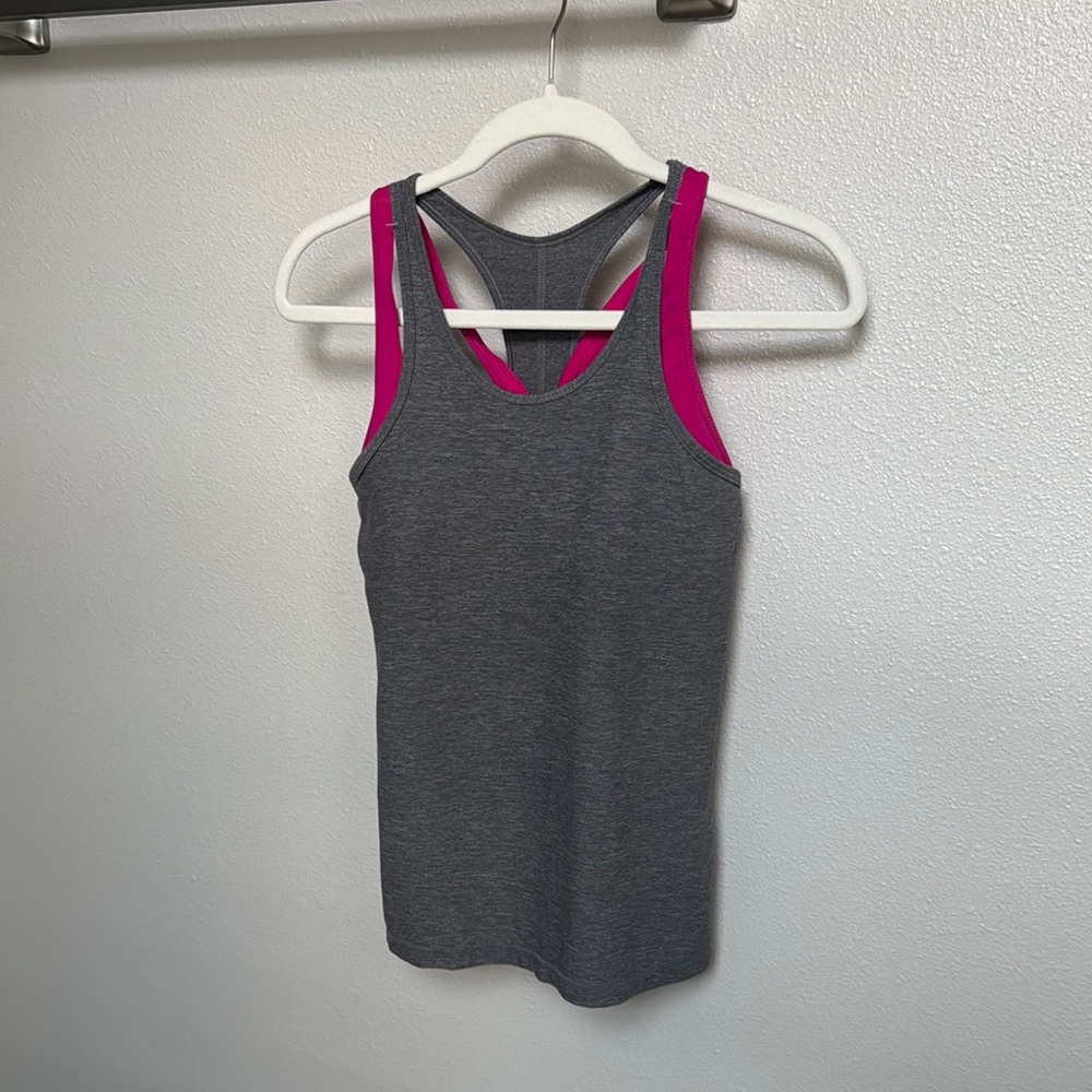 Lululemon Gray and Pink Racerback Tank Top